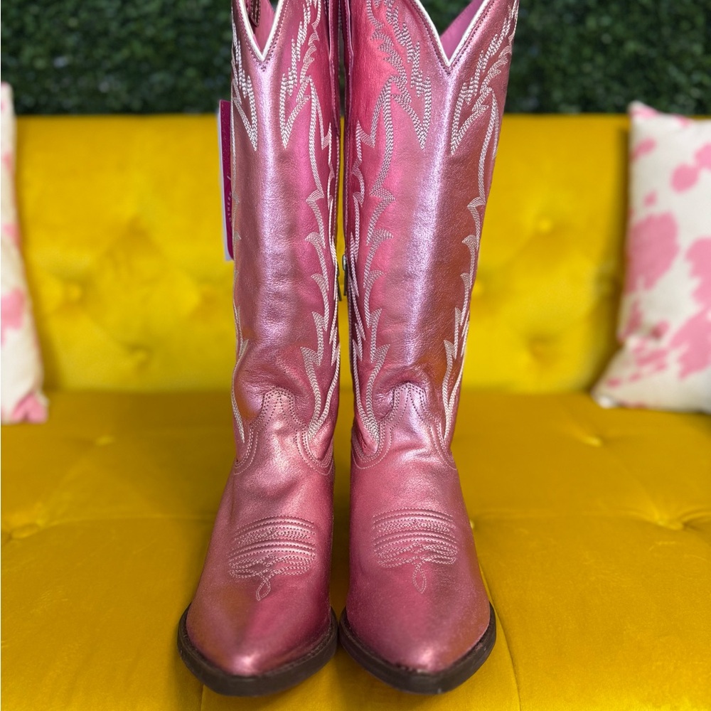 Southern Fried Chics Just‎ Call Dolly Pink Metallic Western Boots Size 9.5 NWT - Picture 4 of 16